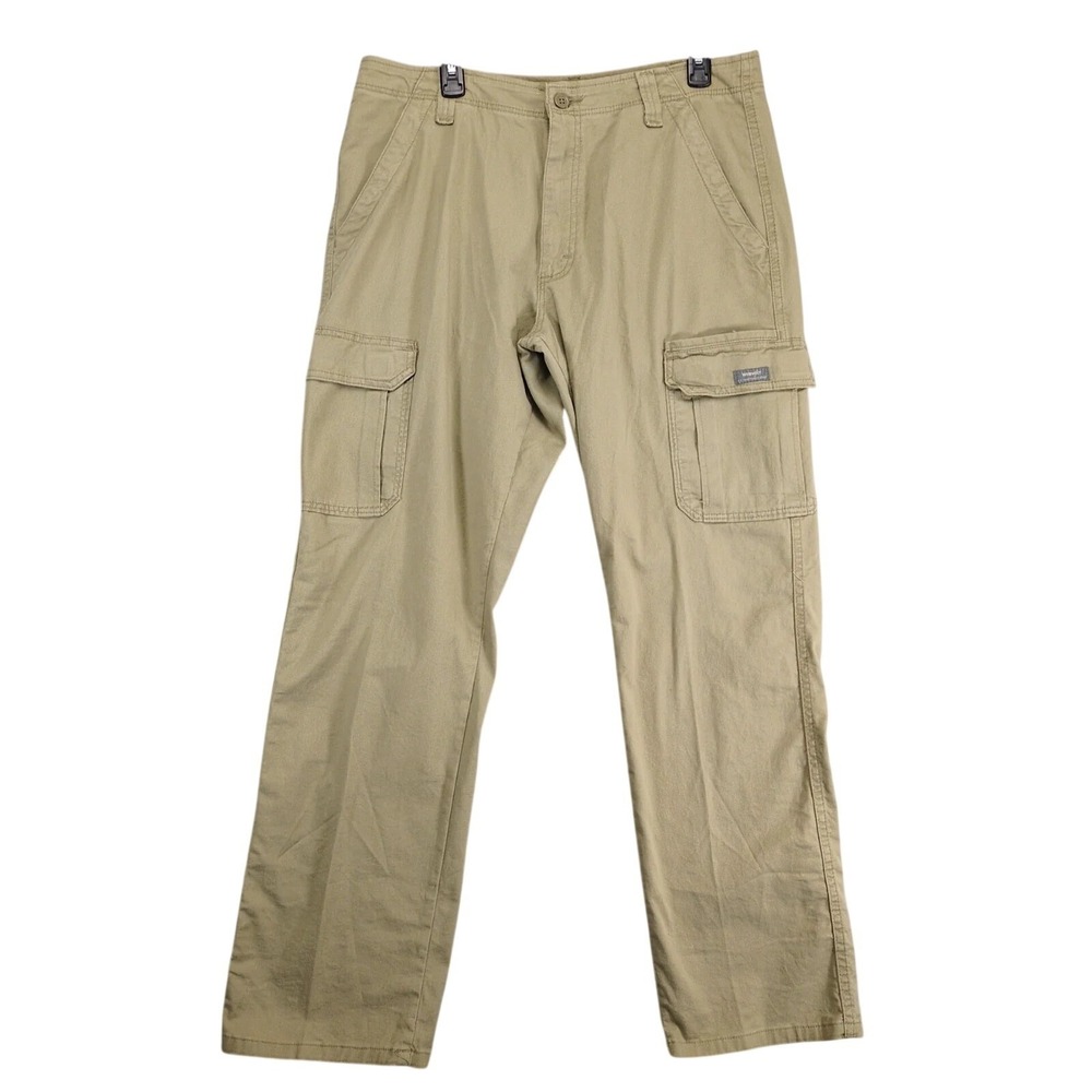 NWT Wrangler Five Star Heritage Cargo Pants Mens 34x32 Relaxed Fit Stretch Beige